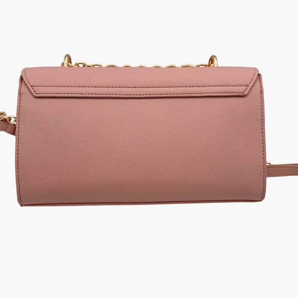 Anne Klein 10" X 6" X 3" Pink Crossbody Bag Faux Leather Gold Chain Flap Bag - Picture 3 of 10